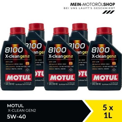 Motul 8100 X-clean GEN2 5W-40 5x1 Liter