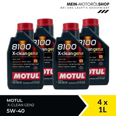 Motul 8100 X-clean GEN2 5W-40 4x1 Liter