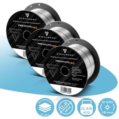 Stahlwerk Schweißdraht MIG MAG Aluminium ER4043 Si5 (ALSI-5) Ø 0,8 mm 3er Set