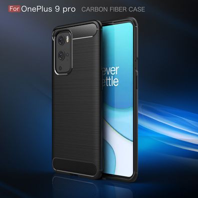 OnePlus 9 Pro Handy Hülle Case TPU dünn schwarz Karbon Armour 2. Haut 1 + 9 Pro
