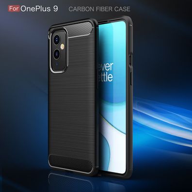 OnePlus 9 Handy Hülle Case TPU dünn schwarz Karbon Armour 2. Haut 1 + 9