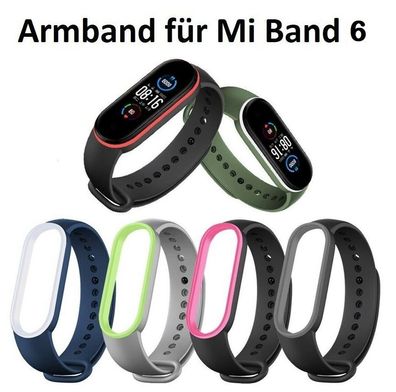 Xiaomi Mi Band 6 Ersatzband Silikon zweifarbig Armband Original MiBand 6 farbig