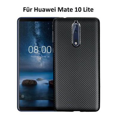 Handy Hülle für Huawei Mate 10 LITE Karbondesign Case TPU dünn schwarz Carbon
