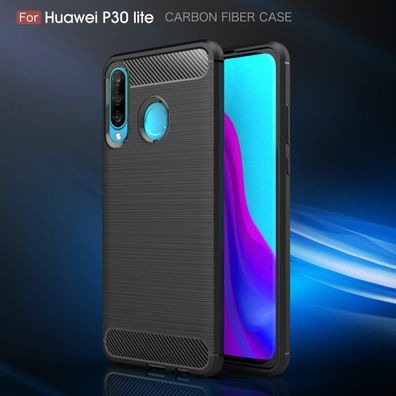 Handy Hülle für Huawei P30 LITE Case Schale TPU dünn schwarz P 30 Armour Case