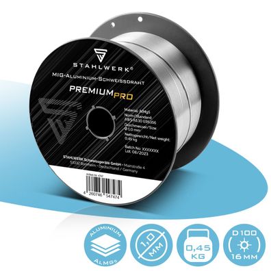 Stahlwerk Schweißdraht MIG MAG Aluminium ER5356 AlMg5 1,0 mm 0,45 kg Drahtrolle