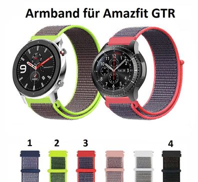 Amazfit GTR 47mm Armband Xiaomi Nylon Klett anschmiegend gtr Huami Ersatzband