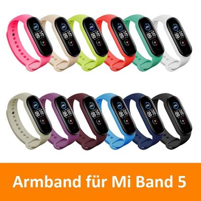 Xiaomi Mi Band 5 Ersatzband Silikon Armband Original MiBand 5 farbig Neu