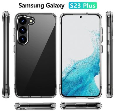 Hybrid Case für Samsung Galaxy S23 PLUS Kristallklar Handy Hülle PC + TPU dünn !