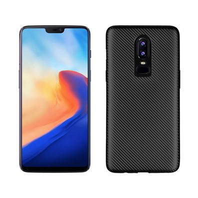 OnePlus 6 Karbondesign Handy Hülle Case Schale TPU dünn schwarz 2. Haut One Plus