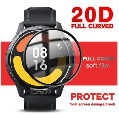 2 x Xiaomi Watch S1 Active Screen Protector Komplettschutz Full Cover Soft Film