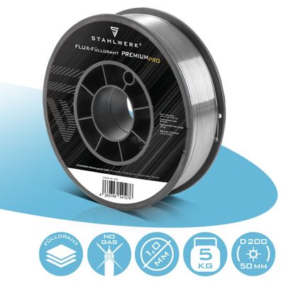 Stahlwerk Fülldraht FLUX E71T-GS 1 mm 5 kg Drahtrolle D200 Schweißdraht MIG MAG