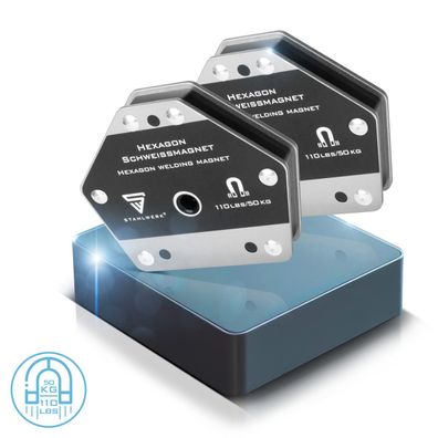 Stahlwerk Hexagon Schweißmagnet, Leistungsstarker Magnet 50 kg Haftkraft 2er Set