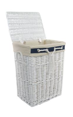 DVier Wäschekorb Wäschetonnen Wäschetruhe Weide weiß marine rechteckig 60L