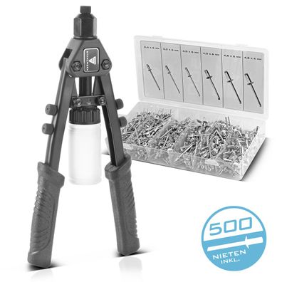 Stahlwerk Nietzangen Set Blindnietzange Hebelnietzange Popnietzange + 500 Nieten