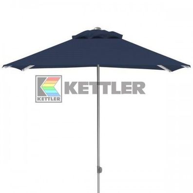 EASY PUSH Stockschirm, 200cm x 200cm, UPF 50 + , mit PU-Beschichtung silber/ blau