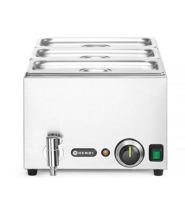 Set: Bain-Marie HENDI Ranger mit Ablasshahn + 3x GN 1/3 Behälter mit Deckel, HENDI