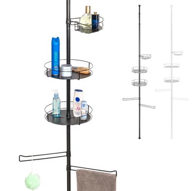 bremermann Teleskop-Badregal, 3 Körbe, 2 Stangen, bis max. ca. 290 cm