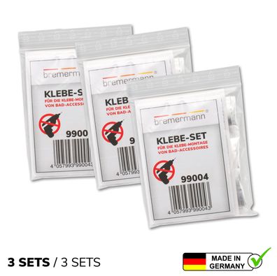 bremermann 3er Klebe-Set für Klebe-Montage von Bad-Accessoires PIAZZA & Lucente