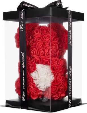Rosenbär Blumenbär 25 cm - Blumen Geschenk zum Valentinstag Geburtstag Weihnachten