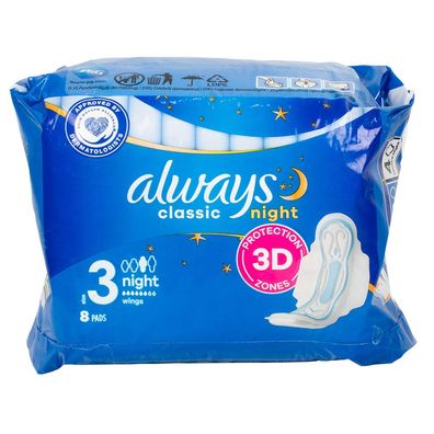 ALWAYS Classic Night 3D Damenbinden Gr.3 mit Flügel 8 Stk