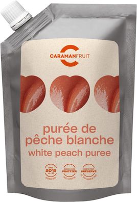 Caramanfruit weißer Pfirsich Püree 2x 1kg Frucht-Püree aus süßen pürierten Pfirsichen
