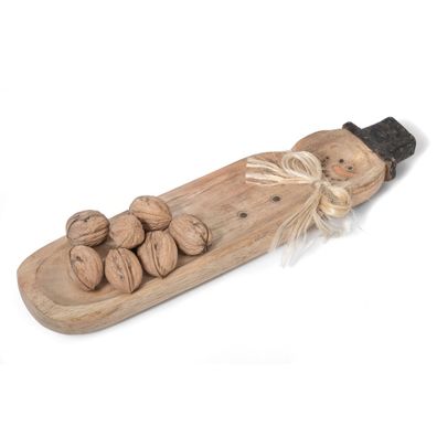 Weihnachtsdeko Schneemann Dekoschale 51cm aus Mangoholz handgefertigt geschnitzt