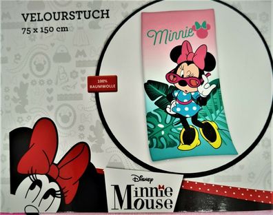 Minnie Mouse Velourstuch Badetuch Strandtuch Tuch 75 x 150 cm 100% Baumwolle NEU