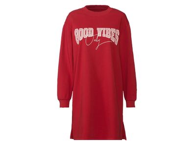 esmara Damen Sweatkleid mit seitlichen Schlitzen Kleid warm Rot Größe S 36 / 38