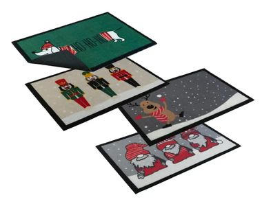 4x Schmutzfangmatten Fussmatte 40x60 cm Weihnachtsdeko Türmatte Fußabtreter dünn