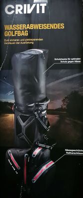 Crivit Cartbag Golftasche Golf Tasche Sport Wasserdicht Standmechanismus Schwarz