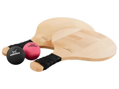 Sansibar Beachball Set aus Holz Strandtennis Beach Ball 2 Schlägern 2 Bälle NEU