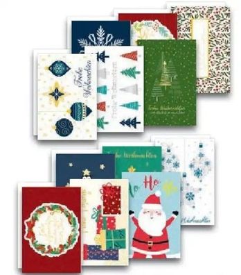 Crelando 12x Weihnachtskarten Grußkarte Klappkarten mit Umschlag Weihnachten NEU