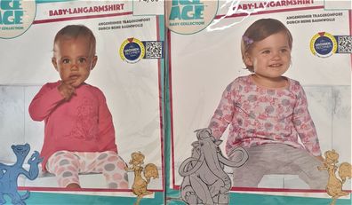 2x Ice Age Baby Langarmshirt T-Shirt süße Motive Druckknöpfe Baumwolle 62 / 68