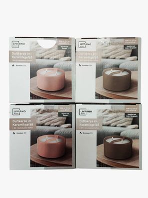 Livarno home 4x Dekorativen Kerzen Duftkerzen im Keramikgefäß Ø 12,5 cm NEU