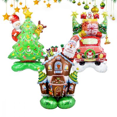 1pcs Christmas tree, Christmas house and Christmas gift car foil balloons, Christmas