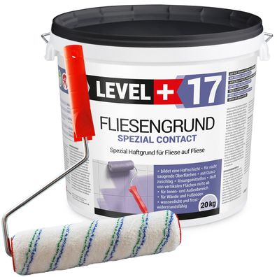 Fliesengrund 20kg Fliese auf Fliese Haftgrund Quarzgrund + Farbroller 25cm SET L+17