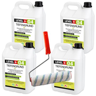 Tiefengrund LF Wand Boden Innen Außen Grundierung 20L + Farbroller 25cm L+04