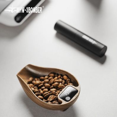 Coffee Scale Rechargeable Food Kitchen Scale 0.3g Precise Wooden Digital Bean Scale