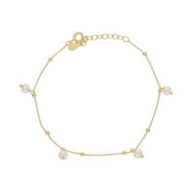 JuwelmaLux Armband 925/000 Silber Gelbgold plattiert, Süßwasserzuchtperlen
