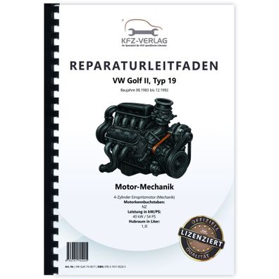 VW Golf 2 Typ 19 1983-1992 Benzinmotor Mechanik 1,3l 54 PS Reparaturanleitung