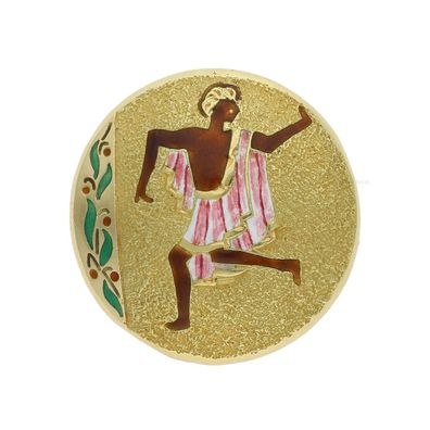 Brosche Handarbeit 750/000 (18 Karat) Gold, teil emailliert, getragen 25323042