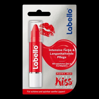 Labello LIPS2Kiss Lippenbalsam in Poppy Red, 3 g
