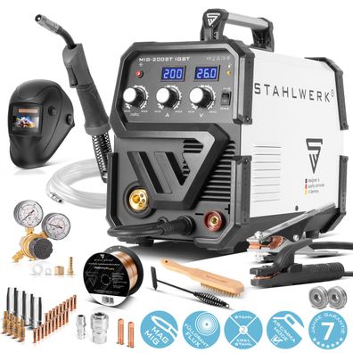 Stahlwerk Schweißgerät MIG MAG 200 ST IGBT Vollausstattung mit 200 Ampere E-Hand