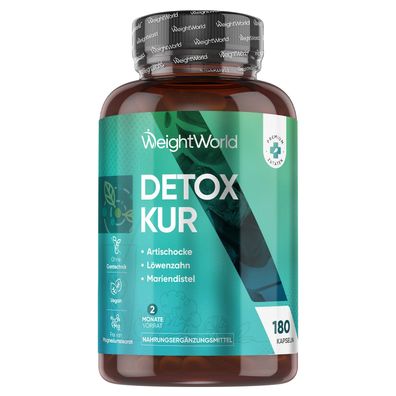 Detox Kur mit Artischocke, Mariendistel, Löwenzahn - 180 vegane Kapseln - WeightWorld