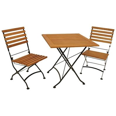 Klappgarnitur 9924373F 3teilig Flachstahl schwarz Eukalyptusholz