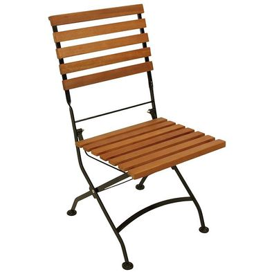 Klappstuhl Flachstahl schwarz Eukalyptusholz 2-er-Set