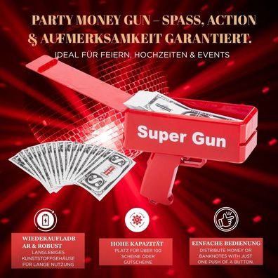 Super Geldpistole Spielzeuggeldpistole Partyrevolver Banknote