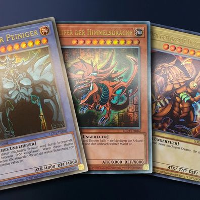 Ägyptische Götterkarten Set in Ultra Rare, deutsch Yugioh Karten Slifer Obelisk Ra
