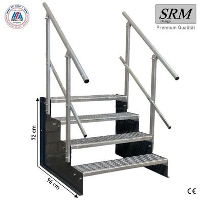 Standtreppe freistehend Treppe 4 Stufen anthrazit 60 - 160 cm B, 72 cm H, 2 Gel