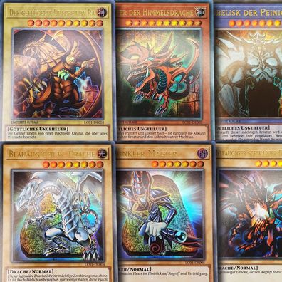 Yugioh Karten Set Weißer & Schwarzer Drache, Götterkarten & Magier Ultra Rare deutsch